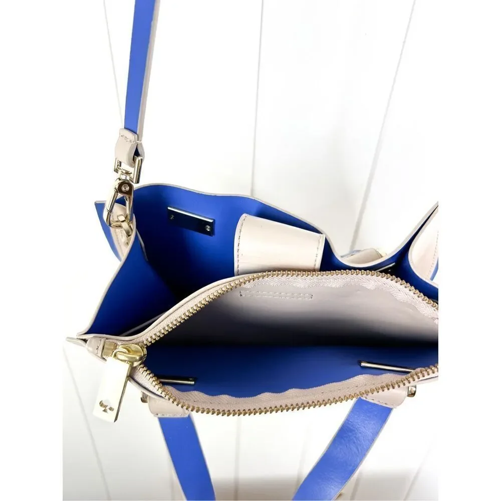 Kate Spade Pumice and Adventure Blue Arbour Hill Kyra‎ Convertible Leather Tote